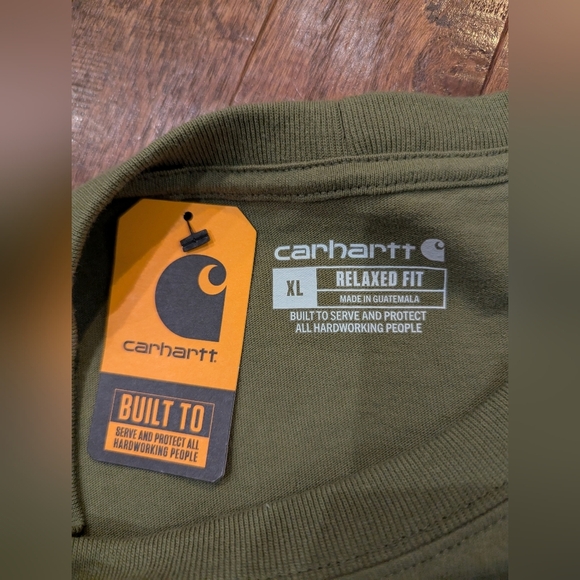 Carhartt Money Green Sage Long Sleeve Pocket Tee With Back Logo Size XL - Picture 11 of 16